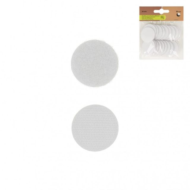 Pastilles auto-agrippantes adhésives 30 mm - Blanc