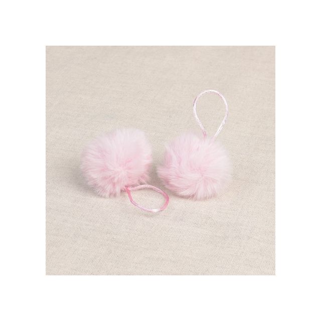 Pompon imitation fourrure 4 cm Rose clair