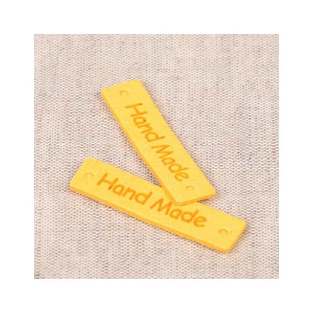 Etiquette simili Hand Made Jaune x8