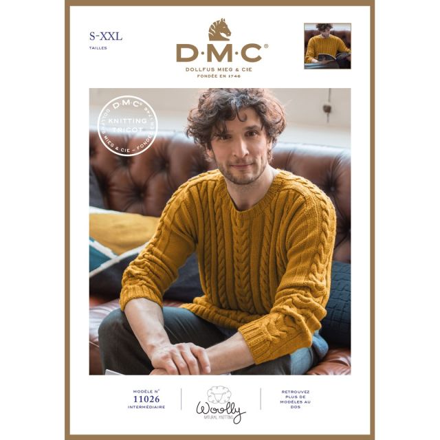 Modèle pull Tricot homme DMC Laine Woolly