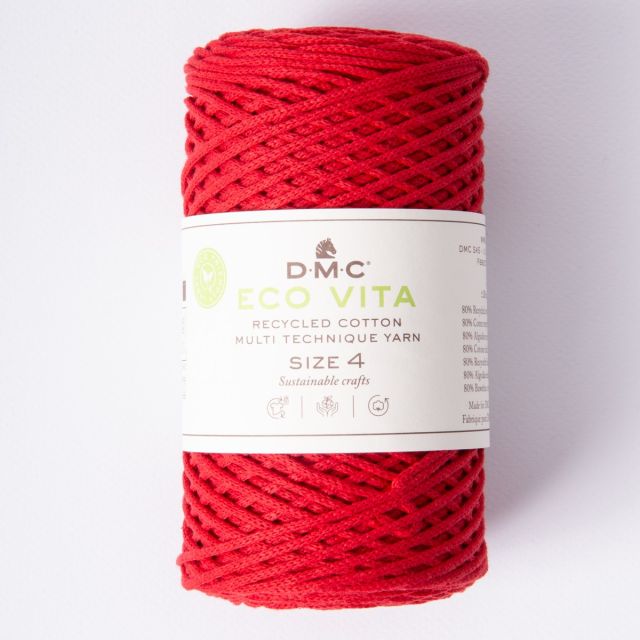 Cordon de Coton recyclé Eco Vita Taille 4 DMC - Rouge