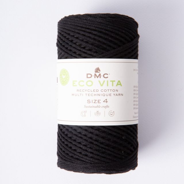 Cordon de Coton recyclé Eco Vita Taille 4 DMC - Noir