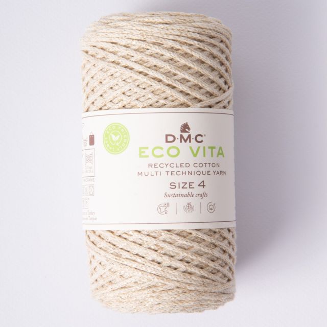 Fil Eco Vita – Métallisé - Coton Recyclé Taille 4 Ecru