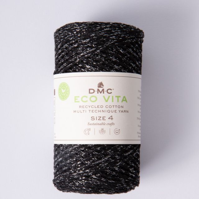 Fil Eco Vita – Métallisé - Coton Recyclé Taille 4 Noir