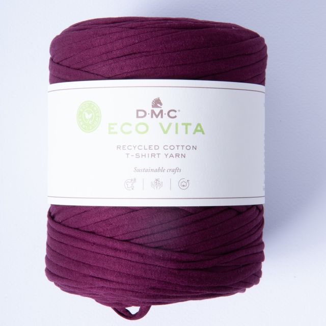 Fil de Coton recyclé Eco Vita T-shirt Yarn DMC - Lie de Vin