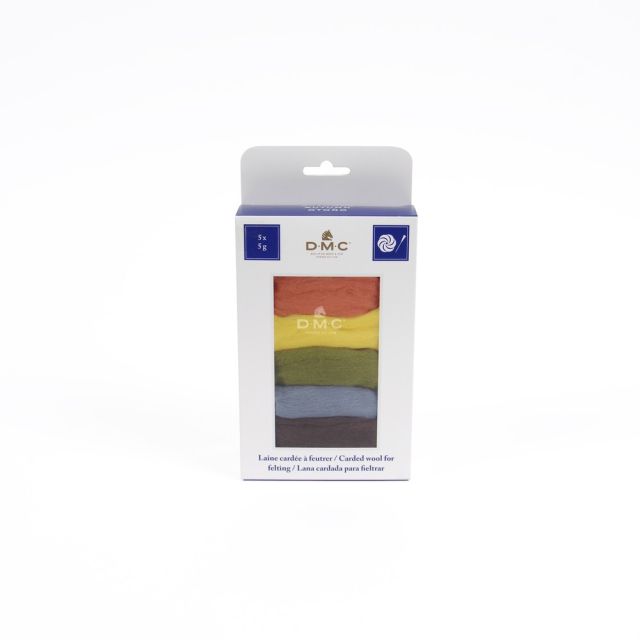 Laine cardée pour feutrage, paquet de 5 coloris Automne