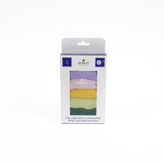 Laine cardée pour feutrage, paquet de 5 coloris Bouquet