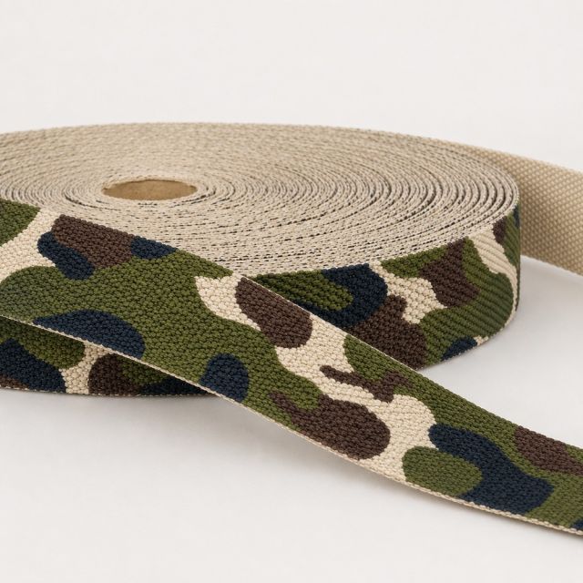 Sangle Polyester aspect Coton 30 mm Camouflage
