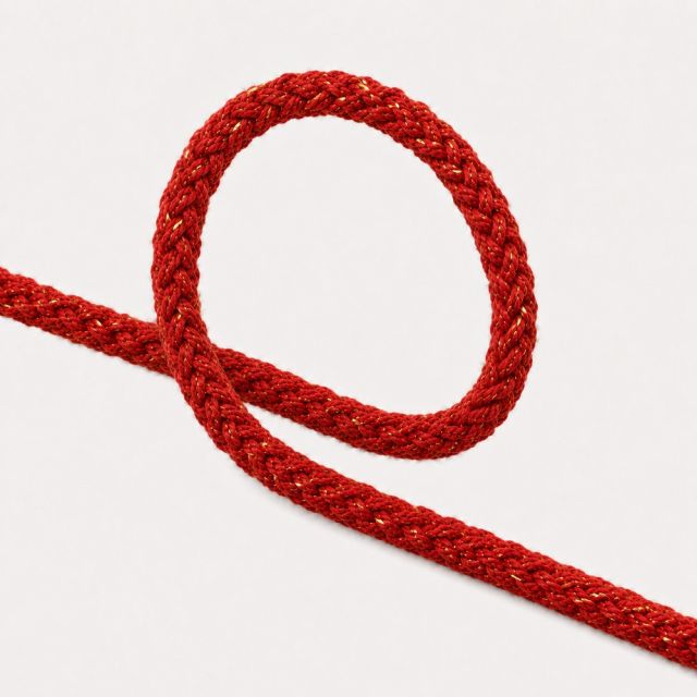 Cordon Sweat Tressé Lurex 5 mm Rouge