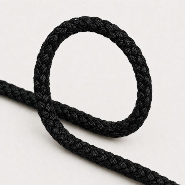 Cordon Sweat Tressé 6 mm uni Noir