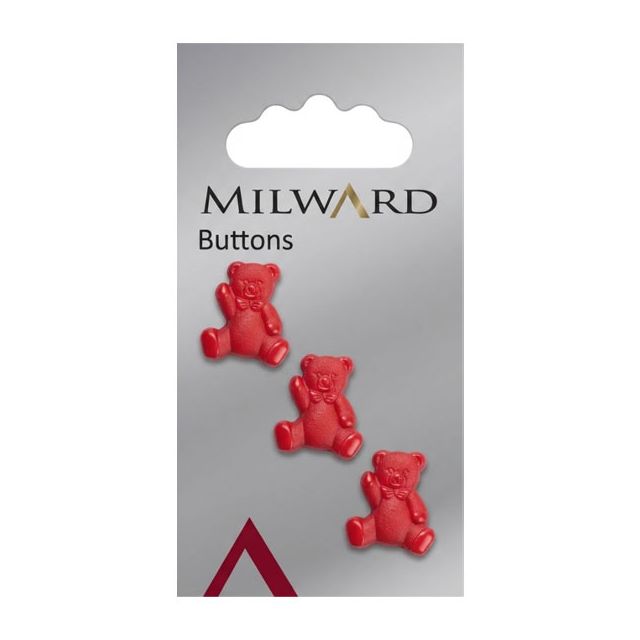 Bouton Milward Oursons rouges 17 mm x3