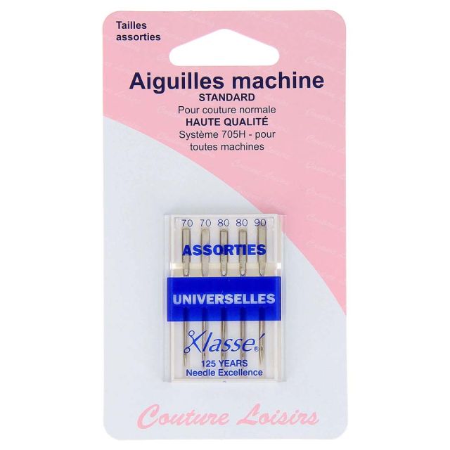 Aiguilles standard pour machine à coudre n° 70 à 90 x5