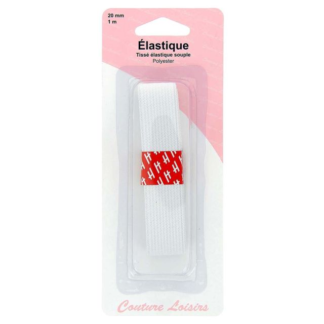 Elastique 20 mm Blanc - 1 mètre