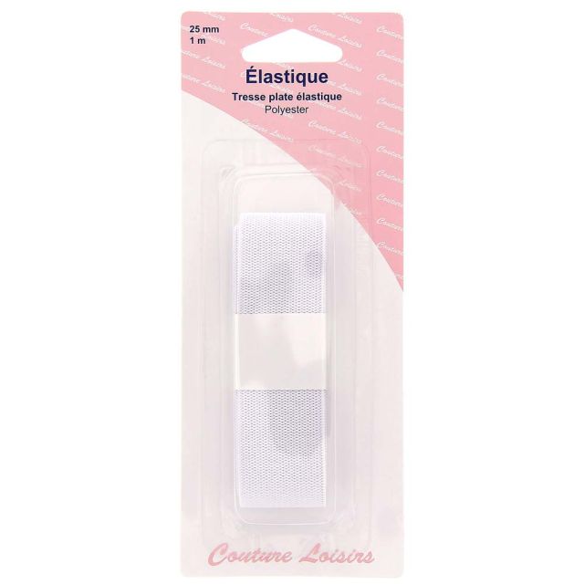 Elastique 25 mm Blanc - 1 mètre