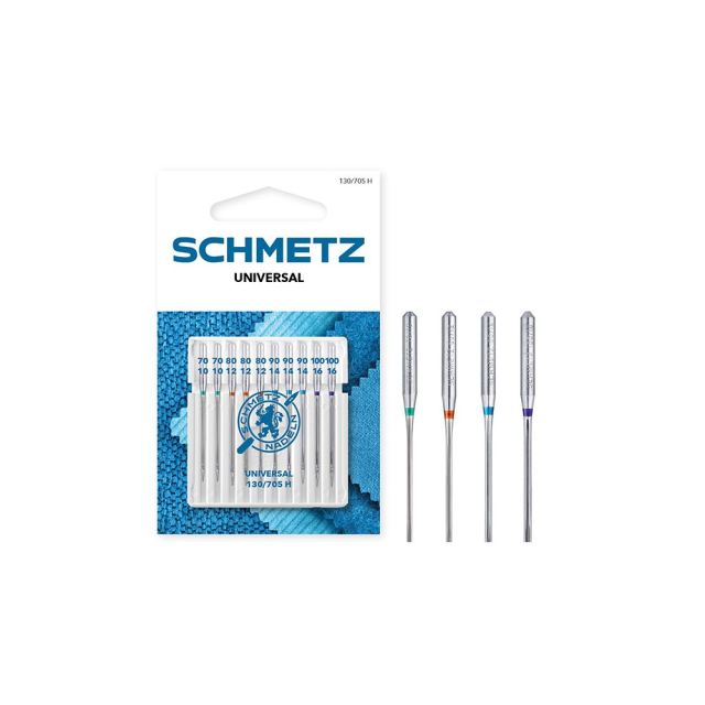Aiguilles universal assorties n° 70/10 à 100/16 Schmetz 130/705 H x10