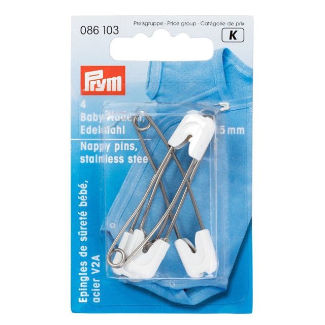 Epingles de sûreté bébé Prym blanches en acier inoxydable