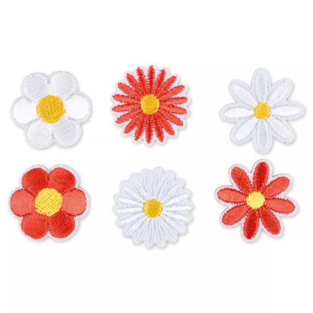 Ecusson Thermocollant Prym Fleurs Rouge et Blanc x6