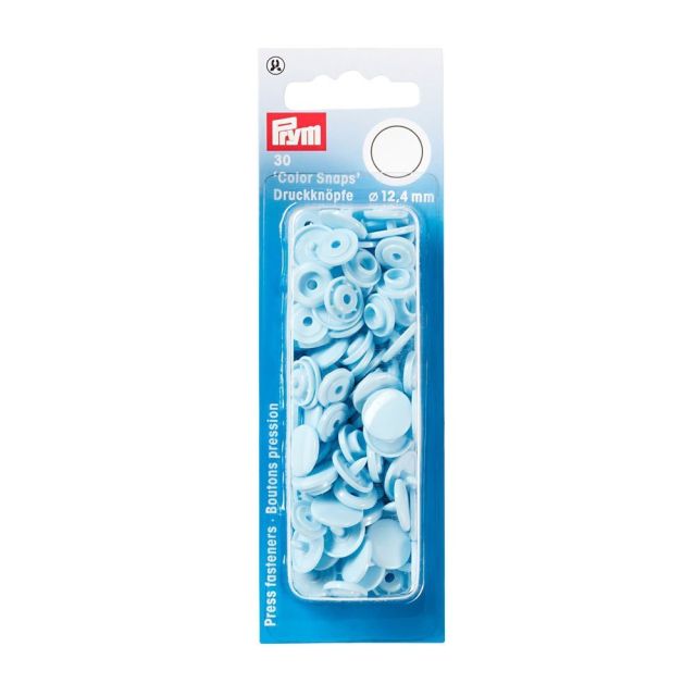 Prym 30 Boutons pression Color Snaps bleu clair 12,4 mm