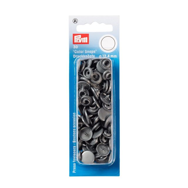 Prym 30 Boutons pression Color Snaps gris arg 12,4 mm