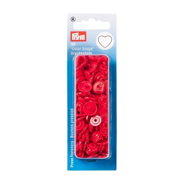 Prym 30 Boutons pression Color Snaps Coeurs Rouge