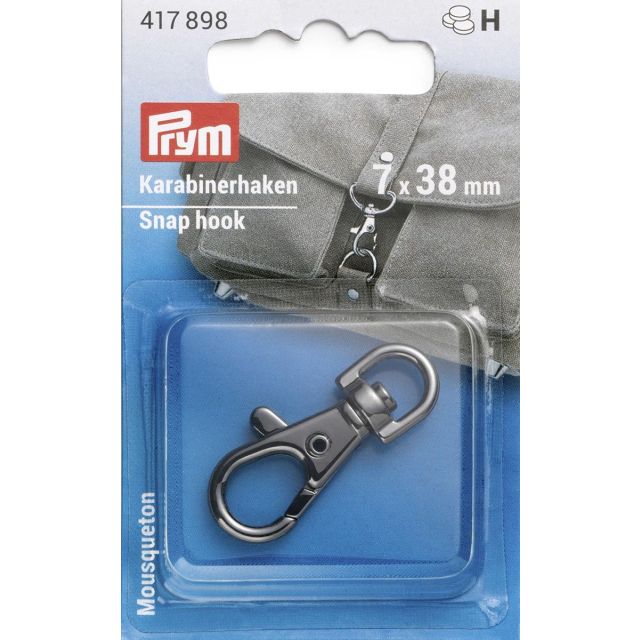 Mousqueton métal Prym 7 x 38 mm - Bruni brillant