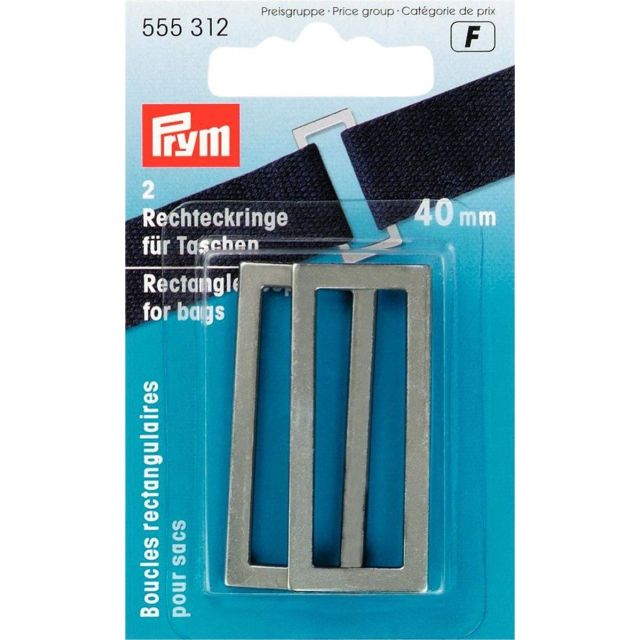 Boucles rectangulaires pour sacs Prym  40 mm - Argent antique