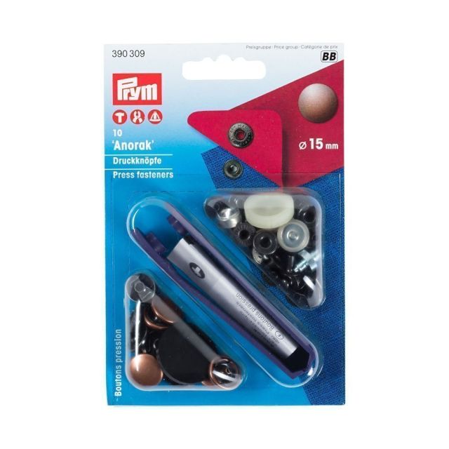 Boutons pression anorak avec outil Prym Cuivre antique- 2 tailles