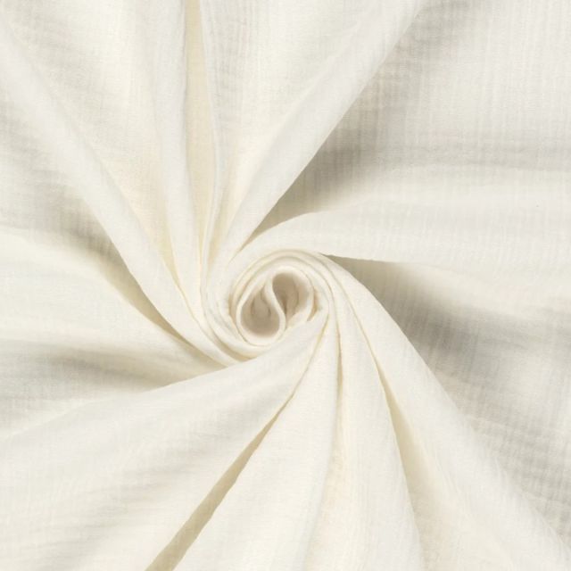 Tissu Double gaze de coton uni Ivoire