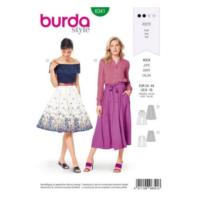 Patron Burda 6341 Jupe