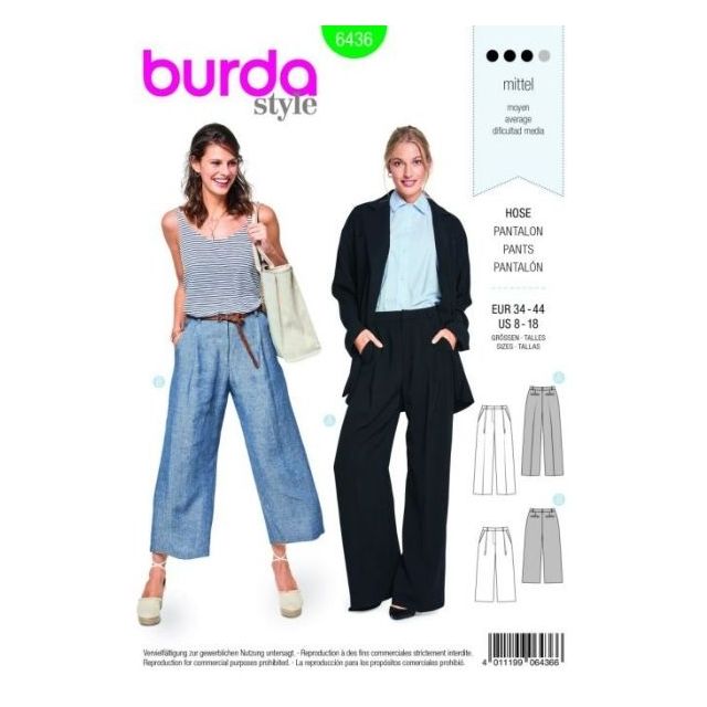 Patron Burda 6436 Pantalon