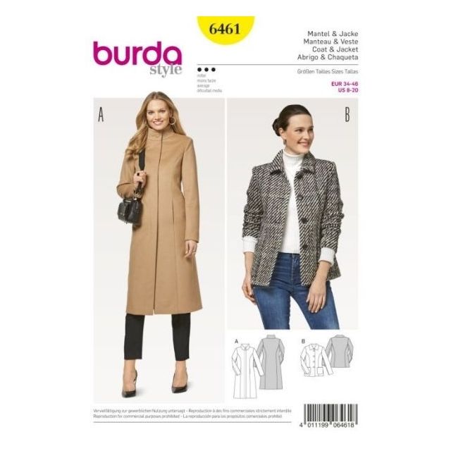 Patron Burda 6461 Manteau & Veste