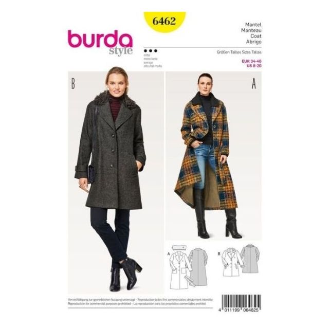 Patron Burda 6462 Manteau