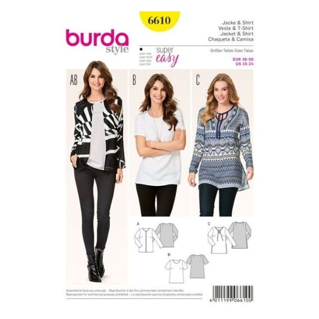 Patron Burda 6610 Veste & T-shirt