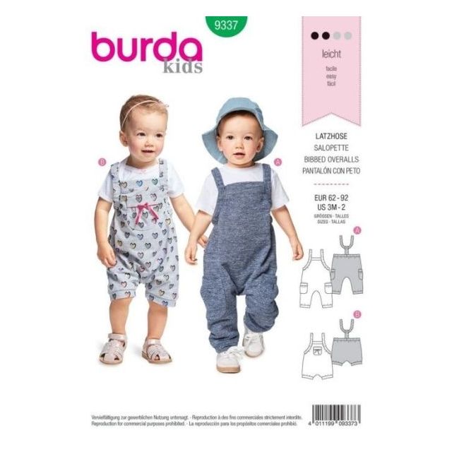 Patron Burda 9337 Salopette Enfant