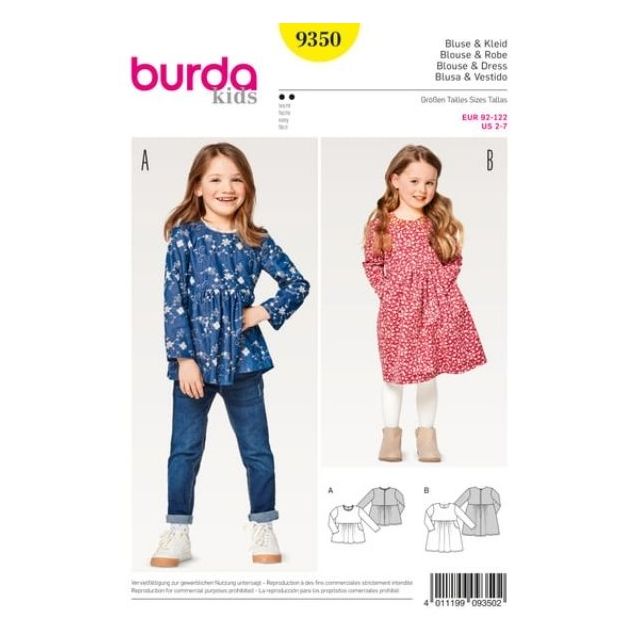 Patron Burda 9350 Blouse & Robe Enfant