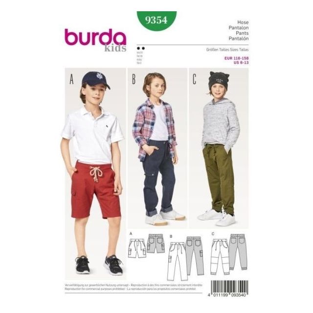 Patron Burda 9354 Pantalon Enfant