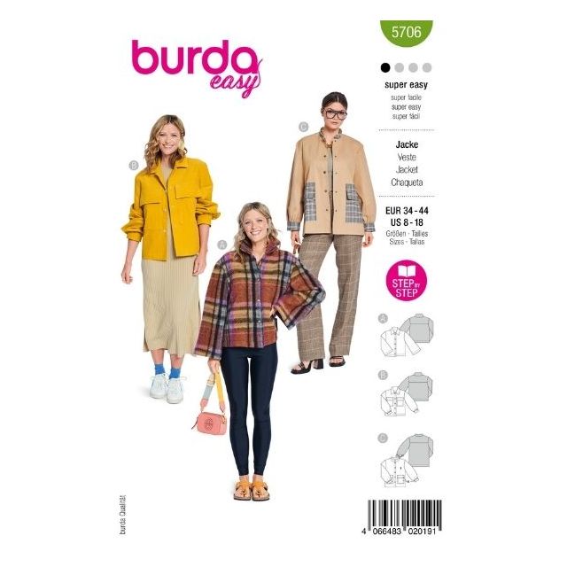 Patron Burda 5706 Veste