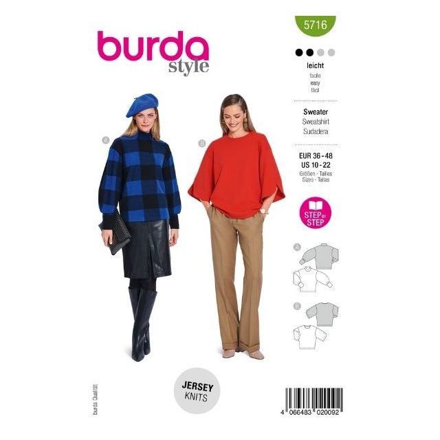 Patron Burda 5716 Sweatshirt