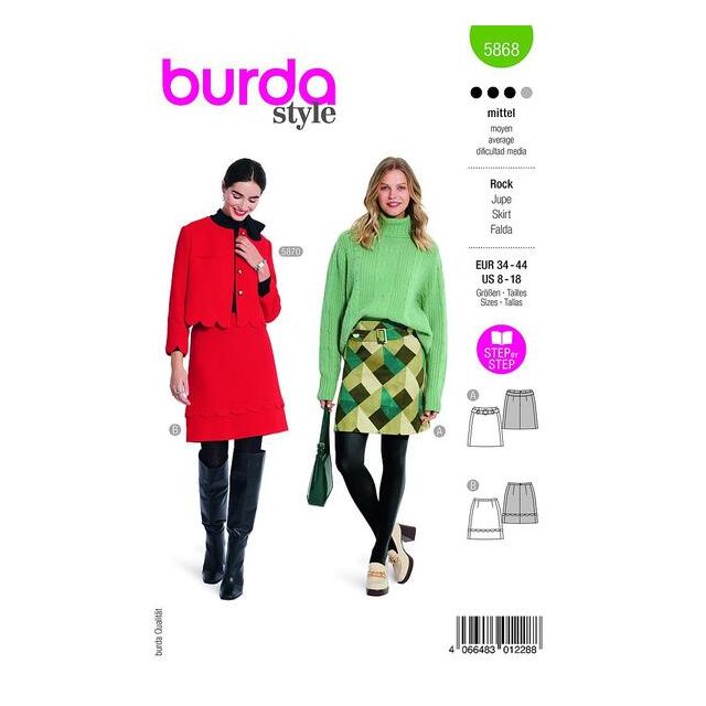 Patron Burda 5868 Jupe
