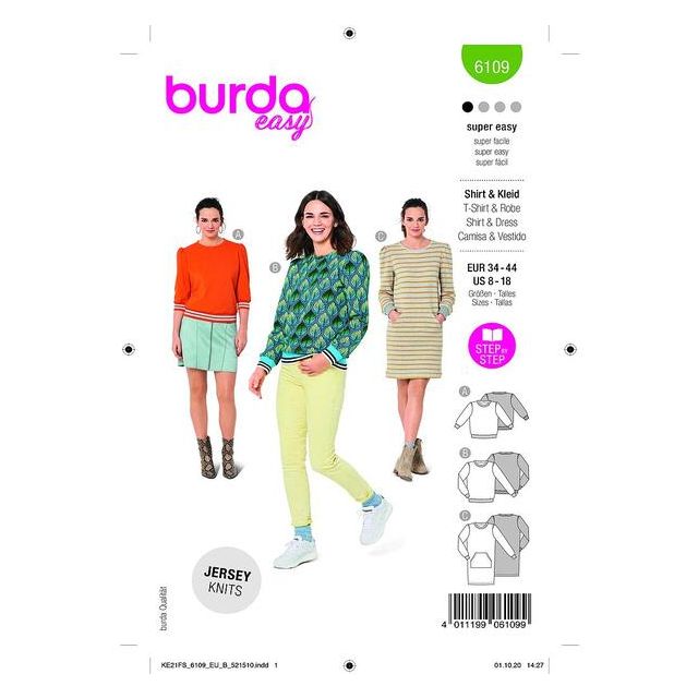 Patron Burda 6109 T-shirt & Robe