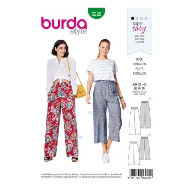 Patron Burda 6229 Pantalon