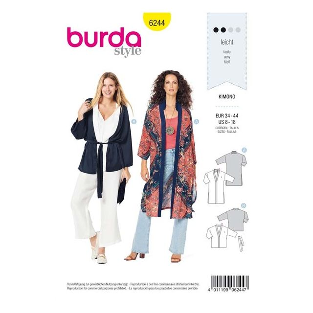 Patron Burda 6244 Kimono