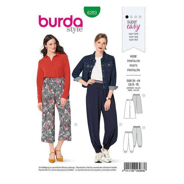 Patron Burda 6283 Pantalon
