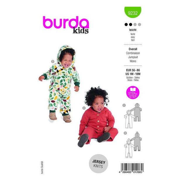Patron Burda 9232 Combinaison bébé