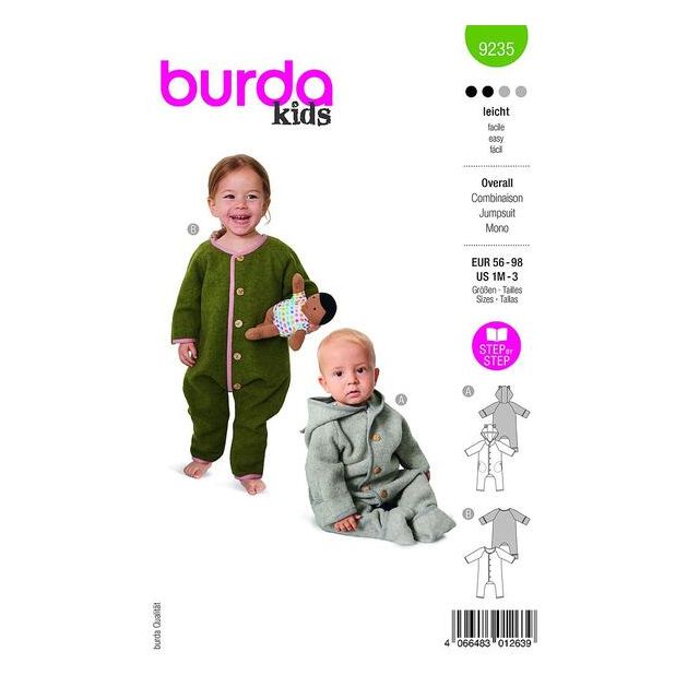 Patron Burda 9235 Combinaison bébé