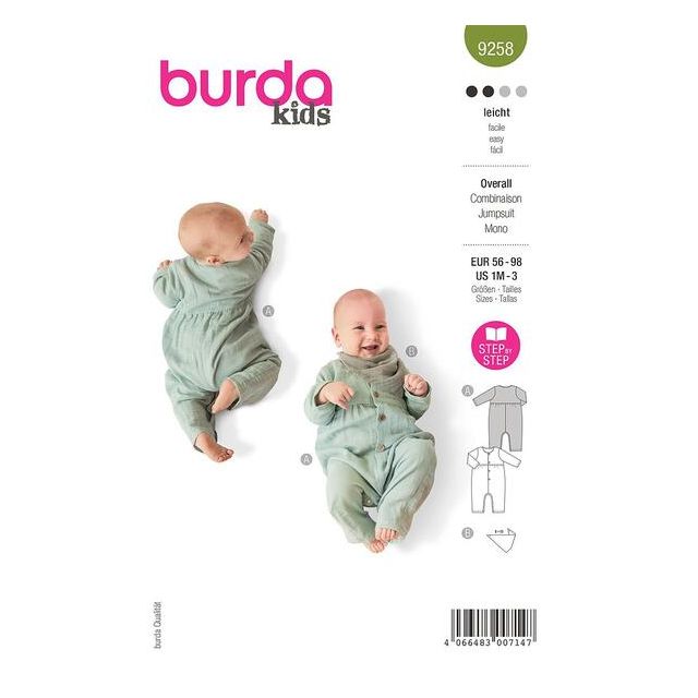 Patron Burda 9258 Combinaison bébé
