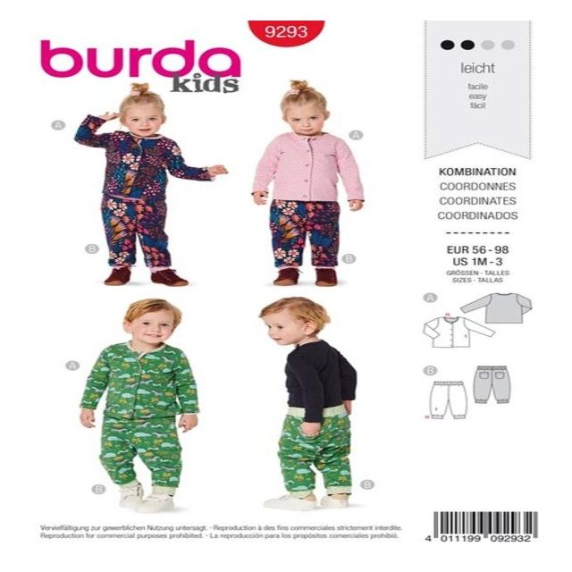 Patron Burda 9293 Ensemble bébé