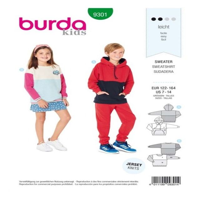 Patron Burda 9301 Sweatshirt