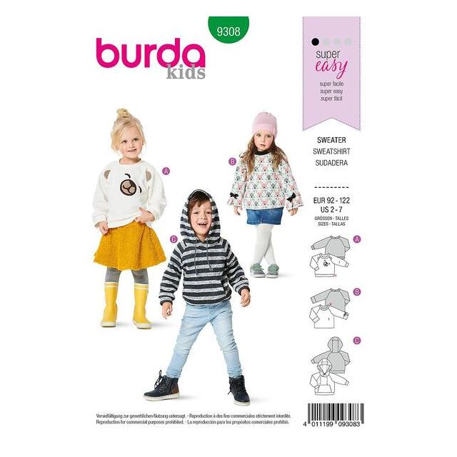 Patron Burda 9308 Sweatshirt