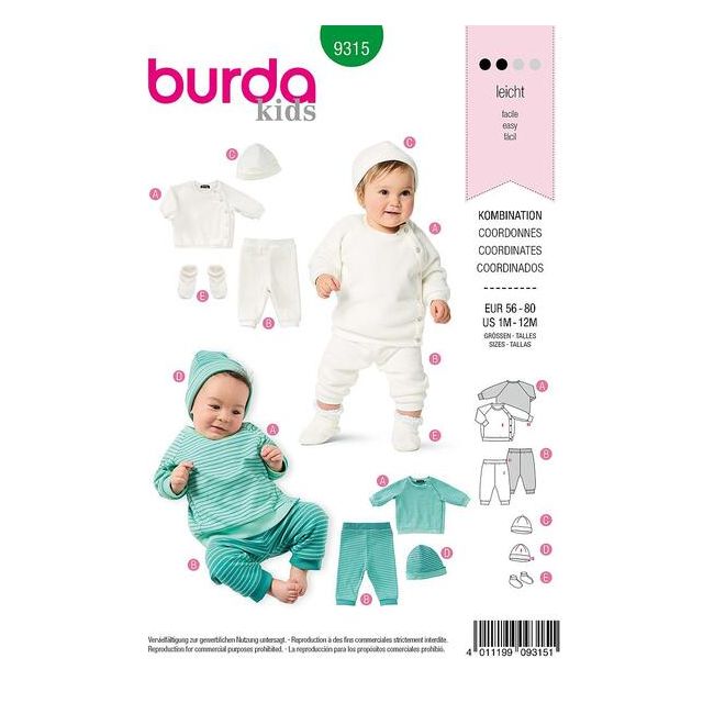 Patron Burda 9315 Ensemble bébé